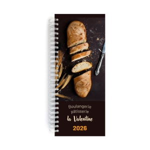 AGENDA DE CAISSE 2026 - 137X335MM - COUVERTURE CONTRECOLLEE QUADRI RECTO AVEC PELLICULAGE BRILLANT - DOS CARRE COUSU COLLE EMBOITE - 2 PAGES PERSONNALISEES EN DEBUT D'AGENDA 4