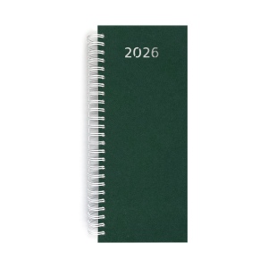 AGENDA DE CAISSE 2026 - DOS CARRE COUSU COLLE EMBOITE - 137 x 335 mm - COUVERTURE VERTE - TRANSFERT A CHAUD 10