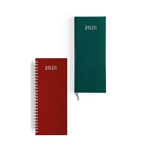 AGENDA DE CAISSE 2026 - DOS CARRE COUSU COLLE EMBOITE - 137 x 335 mm - COUVERTURE VERTE - TRANSFERT A CHAUD