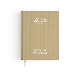 AGENDA EMBOITE KRAFT 2026 - MINI 90 x 165 mm - TRANSFERT A CHAUD - 4 PAGES (2 FEUILLES) QUADRI EN DEBUT D'AGENDA 2