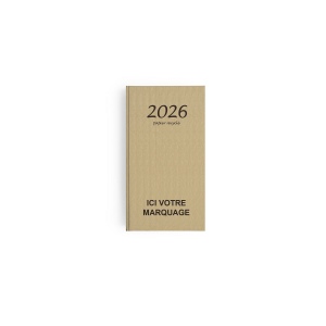 AGENDA EMBOITE KRAFT 2026 - MINI 90 x 165 mm - TRANSFERT A CHAUD - 4 PAGES (2 FEUILLES) QUADRI EN DEBUT D'AGENDA 4