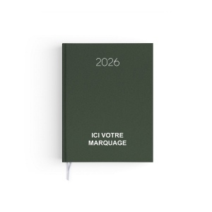 AGENDA EMBOITE NATUREL 2026 - MINI 90 x 165 mm - COUVERTURE BLEUE NUIT - TRANSFERT A CHAUD - 2 PAGES (1 FEUILLE) QUADRI EN DEBUT D'AGENDA 8