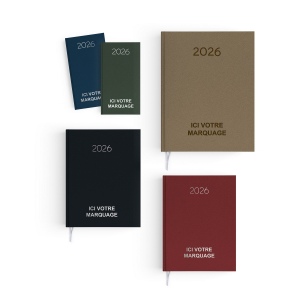AGENDA EMBOITE NATUREL 2026 - MINI 90 x 165 mm - COUVERTURE BLEUE NUIT - TRANSFERT A CHAUD - 4 PAGES (2 FEUILLES) QUADRI EN DEBUT D'AGENDA