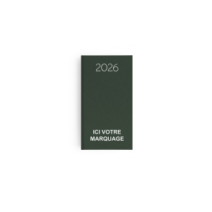 AGENDA EMBOITE NATUREL 2026 - MINI 90 x 165 mm - COUVERTURE CAFE - TRANSFERT A CHAUD - 2 PAGES (1 FEUILLE) QUADRI EN DEBUT D'AGENDA 13