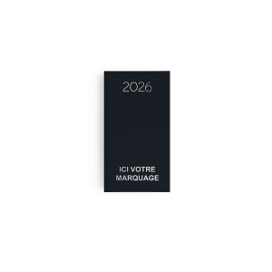 AGENDA EMBOITE NATUREL 2026 - MINI 90 x 165 mm - COUVERTURE CAFE - TRANSFERT A CHAUD - 2 PAGES (1 FEUILLE) QUADRI EN DEBUT D'AGENDA 14