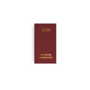 AGENDA EMBOITE NATUREL 2026 - MINI 90 x 165 mm - COUVERTURE CAFE - TRANSFERT A CHAUD - 2 PAGES (1 FEUILLE) QUADRI EN DEBUT D'AGENDA 15
