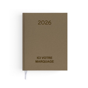 AGENDA EMBOITE NATUREL 2026 - MINI 90 x 165 mm - COUVERTURE CAFE - TRANSFERT A CHAUD - 2 PAGES (1 FEUILLE) QUADRI EN DEBUT D'AGENDA 3