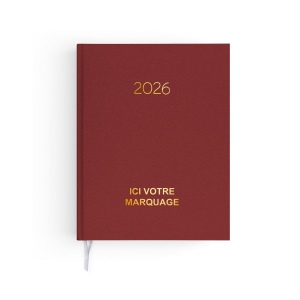 AGENDA EMBOITE NATUREL 2026 - MINI 90 x 165 mm - COUVERTURE CAFE - TRANSFERT A CHAUD - 2 PAGES (1 FEUILLE) QUADRI EN DEBUT D'AGENDA 5