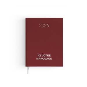 AGENDA EMBOITE NATUREL 2026 - MINI 90 x 165 mm - COUVERTURE CAFE - TRANSFERT A CHAUD - 4 PAGES (2 FEUILLES) QUADRI EN DEBUT D'AGENDA 10