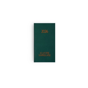 AGENDA EMBOITE PARIS 2026 - MINI 90 x 165 mm - COUVERTURE BLEUE - TRANSFERT A CHAUD - 4 PAGES (2 FEUILLES) QUADRI EN DEBUT D'AGENDA 12