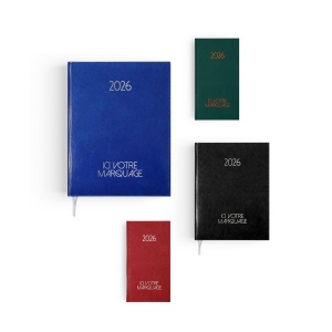 AGENDA EMBOITE PARIS 2026 - MINI 90 x 165 mm - COUVERTURE VERTE - TRANSFERT A CHAUD - 2 PAGES (1 FEUILLE) QUADRI EN DEBUT D'AGENDA