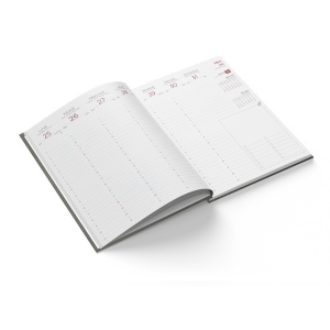 AGENDA EMBOITE PRESTIGE 2026 - MINI 90 x 165 mm - COUVERTURE BORDEAUX - THERMOVIRANT - 4 PAGES (2 FEUILLES) QUADRI EN DEBUT D'AGENDA 11