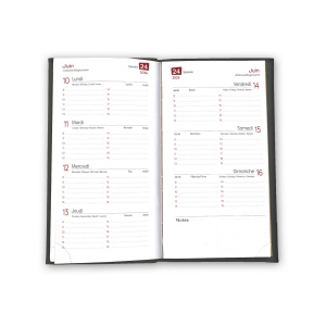 AGENDA EMBOITE PRESTIGE 2026 - MINI 90 x 165 mm - COUVERTURE INDIGO - THERMOVIRANT - 2 PAGES (1 FEUILLE) QUADRI EN DEBUT D'AGENDA 13