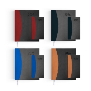 AGENDA EMBOITE PRESTIGE 2026 - MINI 90 x 165 mm - COUVERTURE INDIGO - THERMOVIRANT - 2 PAGES (1 FEUILLE) QUADRI EN DEBUT D'AGENDA