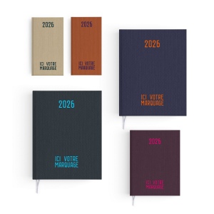 AGENDA EMBOITE TOILE 2026 - MINI 90 x 165 mm - COUVERTURE ARDOISE - TRANSFERT A CHAUD