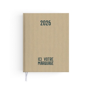AGENDA EMBOITE TOILE 2026 - MINI 90 x 165 mm - COUVERTURE ARDOISE - TRANSFERT A CHAUD - 2 PAGES (1 FEUILLE) QUADRI EN DEBUT D'AGENDA 3