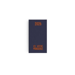 AGENDA EMBOITE TOILE 2026 - MINI 90 x 165 mm - COUVERTURE ARDOISE - TRANSFERT A CHAUD - 2 PAGES (1 FEUILLE) QUADRI EN DEBUT D'AGENDA 10