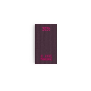 AGENDA EMBOITE TOILE 2026 - MINI 90 x 165 mm - COUVERTURE ARDOISE - TRANSFERT A CHAUD - 4 PAGES (2 FEUILLES) QUADRI EN DEBUT D'AGENDA 12
