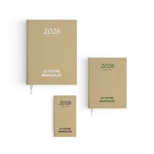 AGENDA EMBOITE KRAFT 2026 - VOYAGE 165 x 240 mm - TRANSFERT A CHAUD