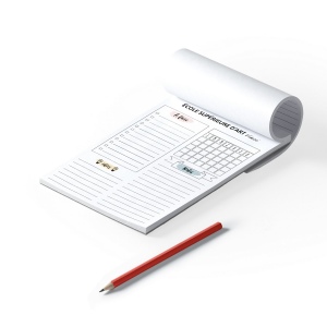 BLOC-NOTE ENCOLLE - MAXI 210 x 297 mm - 100 FEUILLES 80g OFFSET JAUNE PASTEL - IMPRESSION RECTO QUADRI 2