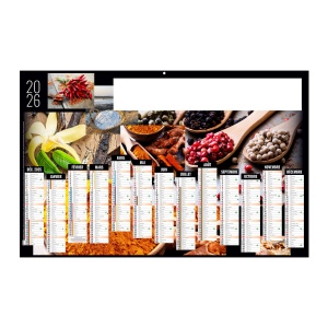 CONDIMENTS 2026 - MAXI 650 x 405 mm - CC REMBORDE - DOS CUISINE - SANS MARQUAGE - 1 TROU EN TETE