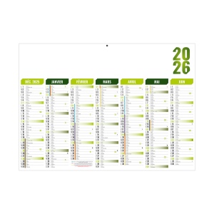 FLORENTIN VERT 2026 - MINI 270 x 208 mm - CC REMBORDE - MARQUAGE 1 COULEUR - DIFFERENT RECTO VERSO - 1 TROU EN TETE 2