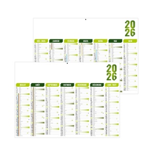 FLORENTIN VERT 2026 - MINI 270 x 208 mm - CC REMBORDE - MARQUAGE 1 COULEUR - DIFFERENT RECTO VERSO - 1 TROU EN TETE
