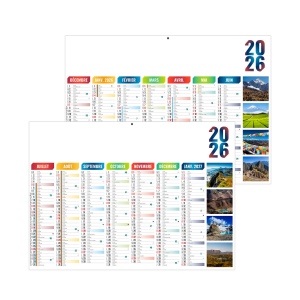 ALEXANDRE 2026 - STANDARD 550 x 405 mm - CC REMBORDE - MARQUAGE 1 COULEUR - IDENTIQUE RECTO VERSO - 1 TROU EN TETE