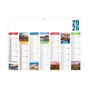 EMILIEN 2026 - STANDARD 550 x 405 mm - CC REMBORDE - MARQUAGE 1 COULEUR - IDENTIQUE RECTO VERSO - 2 OEILLETS CORDON 3