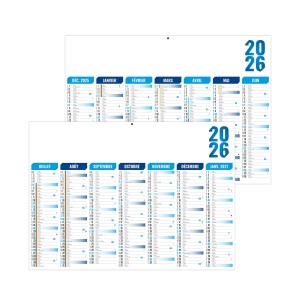 FLORENTIN BLEU 2026 - STANDARD 550 x 405 mm - CC REMBORDE - MARQUAGE 1 COULEUR - IDENTIQUE RECTO VERSO - 1 TROU EN TETE