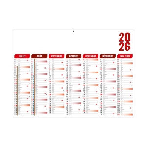 FLORENTIN ROUGE 2026 - STANDARD 550 x 405 mm - CC REMBORDE - MARQUAGE 1 COULEUR - IDENTIQUE RECTO VERSO - 2 OEILLETS CORDON 3