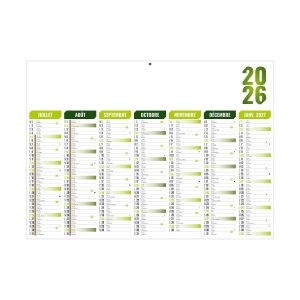 FLORENTIN VERT 2026 - STANDARD 550 x 405 mm - CC REMBORDE - MARQUAGE 1 COULEUR - IDENTIQUE RECTO VERSO - 2 OEILLETS CORDON 3
