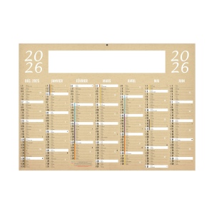 KRAFT 2026 - STANDARD 550 x 405 mm - CC REMBORDE - MARQUAGE 1 COULEUR - DIFFERENT RECTO VERSO - 2 OEILLETS CORDON 2