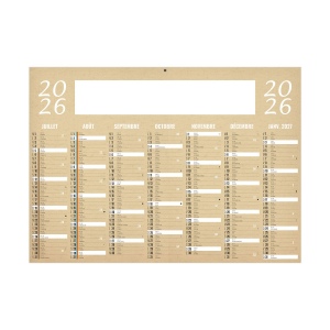 KRAFT 2026 - STANDARD 550 x 405 mm - CC REMBORDE - MARQUAGE 1 COULEUR - DIFFERENT RECTO VERSO - 2 OEILLETS CORDON 3