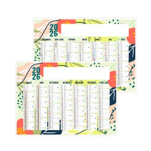 NATUREL 2026 - STANDARD 550 x 405 mm - CC REMBORDE - MARQUAGE 1 COULEUR - IDENTIQUE RECTO VERSO - 2 OEILLETS CORDON