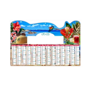 TROPICAL 2026 - MAXI 650 x 405 mm - CC REMBORDE - DOS CUISINE - MARQUAGE 1 COULEUR - IDENTIQUE RECTO VERSO - 1 TROU EN TETE