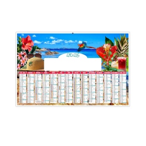 TROPICAL 2026 - MAXI 650 x 405 mm - CC REMBORDE - DOS GUYANE - MARQUAGE 1 COULEUR - DIFFERENT RECTO VERSO - 1 TROU EN TETE 2