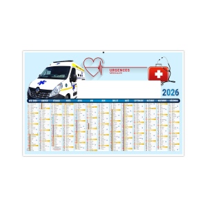 URGENCE 2026 - MAXI 650 x 405 mm - CC REMBORDE - DOS ECOGESTES - MARQUAGE 1 COULEUR - IDENTIQUE RECTO VERSO - 1 TROU EN TETE 2