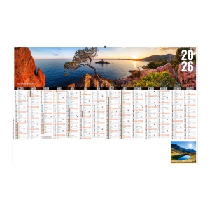 LIBRE CHOIX AZUREEN 2026 - MAXI 650 x 405 mm - CC REMBORDE - DOS CUISINE - MARQUAGE 1 COULEUR - DIFFERENT RECTO VERSO - 2 OEILLETS CORDON