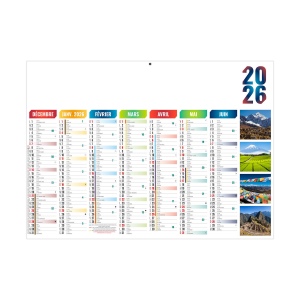 ALEXANDRE 2026 - STANDARD 550 x 405 mm - CC REMBORDE - MARQUAGE QUADRI - DIFFERENT RECTO VERSO - 2 OEILLETS CORDON 2