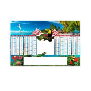 TROPIC 2026 - MAXI 650 x 405 mm - CC REMBORDE - DOS BLANC - MARQUAGE QUADRI - DIFFERENT RECTO VERSO - 2 OEILLETS CORDON