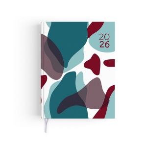 MINI EMBOITE DOS CARRE COUSU COLLE 2026 - 90X165MM - 1 ET 4 DE COUV QUADRI + PELLI MAT SUR CARTON RIGIDE - SEMAINIER 144 PAGES + ATLAS + PERFO DES ANGLES 2