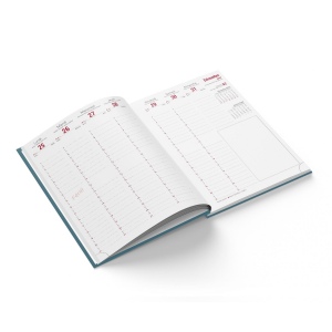 MINI EMBOITE DOS CARRE COUSU COLLE 2026 - 90X165MM - 1 ET 4 DE COUV QUADRI + PELLI MAT SUR CARTON RIGIDE - SEMAINIER 144 PAGES + ATLAS + PERFO DES ANGLES 7
