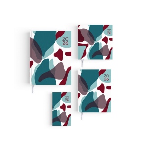 MINI EMBOITE DOS CARRE COUSU COLLE 2026 - 90X165MM - 1 ET 4 DE COUV QUADRI + PELLI MAT SUR CARTON RIGIDE 4 PAGES PERSONNALISEES EN DEBUT D'AGENDA COUVERTURE QUADRI - SEMAINIER 144 PAGES + ATLAS + PERFO DES ANGLES