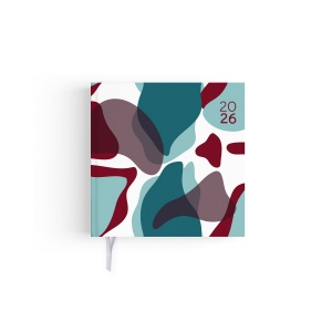 SEMAINIER EMBOITE DOS CARRE COUSU COLLE 2026 - 210X270MM - 1 ET 4 DE COUV QUADRI + MOUSSE SUR 1ERE + PELLI BRILLANT - SEMAINIER 144 PAGES + ATLAS + PERFO DES ANGLES + SIGNET 4