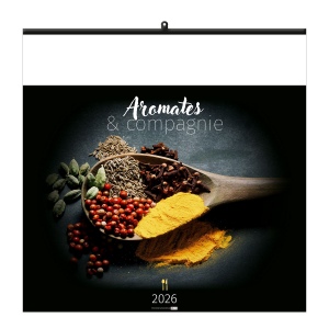 AROMATES ET COMPAGNIE 2026 - XXL 474 x 474 mm - MARQUAGE 1 COULEUR - PAGE DE GARDE REPIQUÉE - RELIURE SPIRALE 4