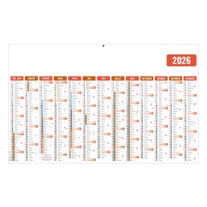 ECOMAX ROUGE 2026 RECTO SEUL - MAXI LEGER SOUPLE - 650x405MM - SANS MARQUAGE - 1 TROU EN TETE