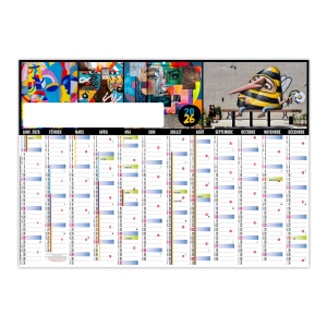 PLANNING PEINTURES 2026 - XXL 700X500 MM LEGER 400G - RECTO SEUL - AVEC PELLICULAGE EFFACABLE - SANS MARQUAGE