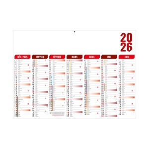 FLORENTIN ROUGE 2026 - MINI 270 x 208 mm - LEGER 400G - MARQUAGE QUADRI - DIFFERENT RECTO VERSO - 1 TROU EN TETE 2