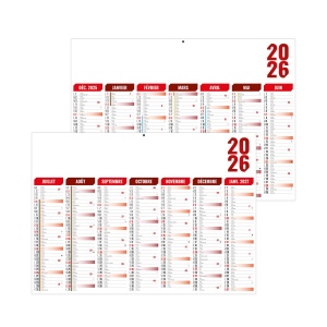 FLORENTIN ROUGE 2026 - STANDARD 550 x 405 mm - LEGER 400G - MARQUAGE QUADRI - IDENTIQUE RECTO VERSO - 1 TROU EN TETE